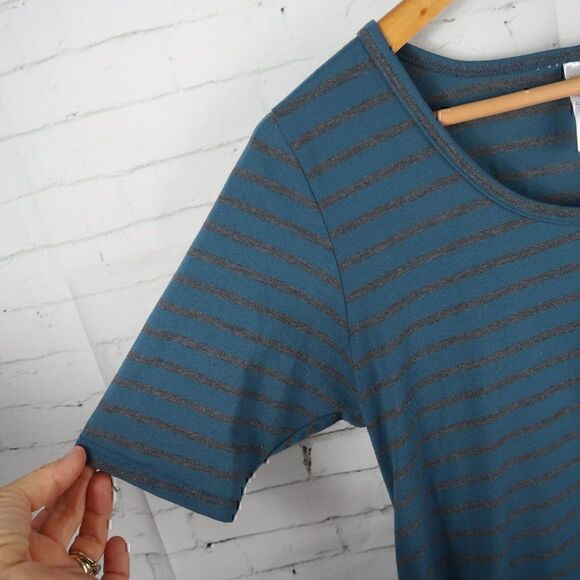 LULAROE TEAL & GREY SHORT SLEEVE MATERNITY TOP SIZE SMALL - Picture 5 of 8